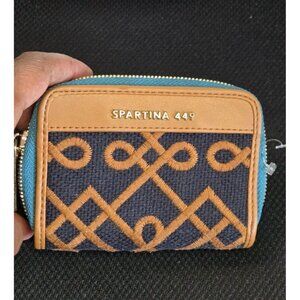 Spartina 449 Mareena First Mate  Zip Around Leather/Linen Wallet